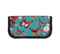 GaxfjRu Trousse à crayons en toile avec motif poule et papillons volants parmi les fleurs - Rangement organisé pour pique-nique et usage quotidien - Trousse de maquillage - Porte-crayons