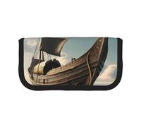 GaxfjRu Trousse à crayons en toile avec motif vieux bateau viking - Rangement organisé pour pique-nique et usage quotidien - Trousse de maquillage - Porte-crayons