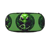 GaxfjRu Trousse à crayons grande capacité avec imprimé extraterrestre vert pour la maison, le collège, le bureau pour adultes
