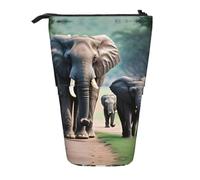 GaxfjRu Trousse à crayons télescopique portable avec impression famille d'éléphants, organisateur avec plusieurs emplacements, pour outils d'écriture et accessoires