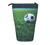 GaxfjRu Trousse à crayons télescopique portable avec motif ballon de football sur herbe, organiseur avec plusieurs emplacements, pour outils d'écriture, accessoires