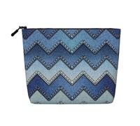 GaxfjRu Trousse de maquillage de voyage avec fermeture éclair pour femme avec imprimé denim bleu dégradé, noir, One Size