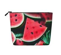 GaxfjRu Trousse de maquillage de voyage avec fermeture éclair pour femme Motif pastèque rouge, noir, One Size