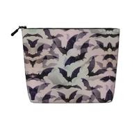 GaxfjRu Trousse de maquillage de voyage avec motif chauve-souris d'Halloween gris avec fermeture éclair pour femme, noir, One Size