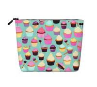 GaxfjRu Trousse de maquillage de voyage avec motif cupcake avec fermeture éclair pour femme, noir, One Size