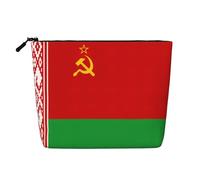 GaxfjRu Trousse de maquillage de voyage avec motif drapeau de la Biélorussie avec fermeture éclair pour femme, noir, One Size