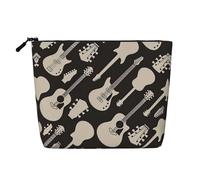 GaxfjRu Trousse de maquillage de voyage avec motif guitare avec fermeture éclair pour femme, noir, One Size