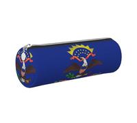 GaxfjRu Trousse ronde en cuir synthétique avec drapeau de l'État du Dakota du Nord - Rangement pour stylos, crayons, marqueurs, petites fournitures - Fermeture éclair en métal, Argenté., Taille unique