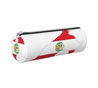 GaxfjRu Trousse ronde en cuir synthétique avec drapeau du Pérou - Rangement pour stylos, crayons, marqueurs, petites fournitures - Fermeture éclair en métal, Argenté., Taille unique, Porte-cartes