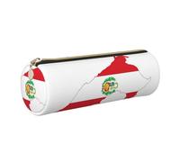 GaxfjRu Trousse ronde en cuir synthétique avec drapeau du Pérou - Rangement pour stylos, crayons, marqueurs, petites fournitures - Fermeture éclair en métal, doré, Taille unique, Porte-cartes