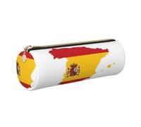 GaxfjRu Trousse ronde en cuir synthétique avec drapeau espagnol - Rangement pour stylos, crayons, marqueurs, petites fournitures - Fermeture éclair en métal, doré, Taille unique, Porte-cartes