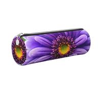 GaxfjRu Trousse ronde en cuir synthétique avec fermeture éclair en cuir synthétique Motif fleur de lavande Violet, Argenté., Taille unique, Porte-cartes