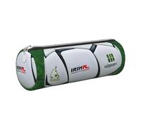 GaxfjRu Trousse ronde en cuir synthétique avec motif ballon de football blanc - Rangement pour stylos, crayons, marqueurs, petites fournitures - Fermeture éclair en métal, Argenté., Taille unique