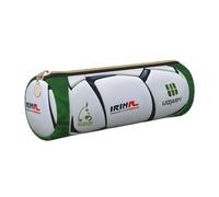 GaxfjRu Trousse ronde en cuir synthétique avec motif ballon de football blanc - Rangement pour stylos, crayons, marqueurs, petites fournitures - Fermeture éclair en métal, doré, Taille unique