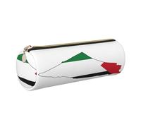 GaxfjRu Trousse ronde en cuir synthétique avec motif carte du drapeau de la Palestine - Rangement pour stylos, crayons, marqueurs, petites fournitures - Fermeture éclair en métal, doré, Taille unique