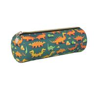 GaxfjRu Trousse ronde en cuir synthétique avec motif dinosaure pour stylos, crayons, marqueurs, petites fournitures, fermeture éclair en métal, doré, Taille unique, Porte-cartes