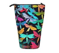 GaxfjRu Trousse télescopique portable avec imprimé libellules mignonnes, organiseur avec plusieurs emplacements, pour outils d'écriture, accessoires