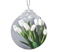 GaxfjRu Tulipes blanches Fleurs Décorations de Noël Décorations de Noël Ornements Suspendu Arbre de Noël Pendentif Cadeau pour les Fêtes
