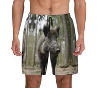 GaxfjRu Wild Boar Short de bain pour homme à séchage rapide Imprimé 3D avec poches Doublure cool, noir, XX-Large