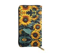 GaxfjRu Wild Flower Sunflowers Portefeuille pour femme, compact et sécurisé avec compartiment à fermeture éclair, petit portefeuille pour femme, noir, One Size, Classique
