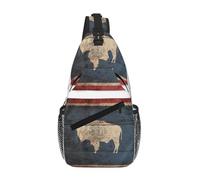 GaxfjRu Wyoming Sac à bandoulière imprimé carte drapeau de l'État pour homme et femme Sac à bandoulière pour voyage, randonnée
