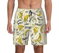 GaxfjRu Yellow Banana Short de bain pour homme Séchage rapide Imprimé 3D Short de plage avec poche pour téléphone, noir, X-Large