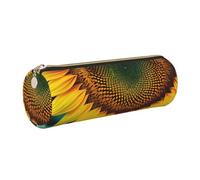 GaxfjRu You are My Sunshine Sunflower Trousse ronde en cuir synthétique pour stylos, crayons, marqueurs, petites fournitures Fermeture éclair en métal avec cuir, doré, Taille unique, Porte-cartes