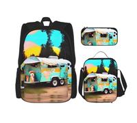 GaxfjRu You Make Me Happy Camper Lot de 3 sacs à dos pour boîte à déjeuner Stitch avec boîte à déjeuner et trousse à crayons - Parfait pour l'école, sac à dos pour homme