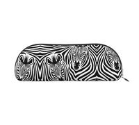GaxfjRu Zebra Trousse à stylos compacte et portable - Organiseur demi-rond en cuir avec fermeture éclair galvanisée - Trousse à crayons