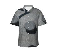 GaxfjRu Zen Stone Chemise hawaïenne d'été à manches courtes pour homme et femme Coupe décontractée boutonnée, Noir , L