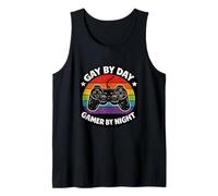 Gay by Day Gaymer by Night Funny Pride Parade Meme LGBTQ+ Débardeur
