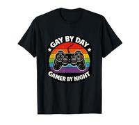 Gay by Day Gaymer by Night Funny Pride Parade Meme LGBTQ+ T-Shirt