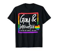 Gay Et Introverti s'il Vous plaît Soyez Doux Je suis Timide LGBTQ Pride T-Shirt Graphique avec Valeur