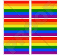 GAY FIERTÉ Drapeau Arc-en-ciel Drapeau LGBT Mouvement Lesbiennes, Gay, Bisexuel et Transgenre, 40mm Vinyle Autocollants, x6 Stickers