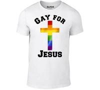Gay for Jesus T-T-Shirts à Manches Courtes - Funny t T-Shirts à Manches Courtes Religion Christ Joke Retro Bible Pride(Large)