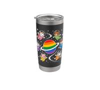 Gay Pride Astronaute Animals Rainbow Space Crew Gobelet isotherme en acier inoxydable double paroi