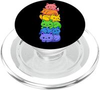 Gay Pride Cat LGBT Kawaii Cats Pile Cute Anime Rainbow Flag PopSockets PopGrip pour MagSafe