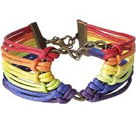 Gay Pride Coeur Charm Multicouche Arc-en-ciel Bracelet de Corde Bracelet Lesbienne Bijoux Agile et Professionnel.
