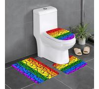 Gay Pride Lot de 3 tapis de bain antidérapants en flanelle lavable et absorbant Motif arc-en-ciel