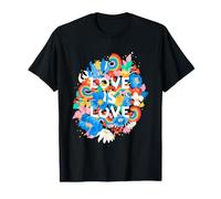 Gay Pride Love is Love LGBT Typographie Florale Arc-en-Ciel T-Shirt