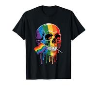 Gay Pride Month Skull Skeleton LGBTQ Ally Rainbow Men Women T-Shirt