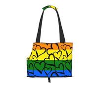 « Gay Pride Rainbow Pattern Prints Small Dog Carrier Bag, Portable Cat Carrier Bag, Foldable Pet Carrier Bag, Custom Pattern Design»