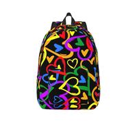 Gay Pride Sac à dos en toile arc-en-ciel pour ordinateur portable, sac de voyage, protection contre l'eau et sangles ergonomiques pour le travail d'affaires pour l'université, Noir , M