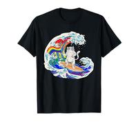 Gay Pride Surf Chat tenant un drapeau arc-en-ciel LGBTQ T-Shirt