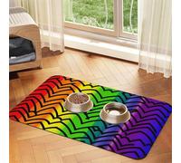 Gay Pride Tapis d'alimentation absorbant en cuir synthétique pour chien et chat Motif arc-en-ciel Protège les sols Avec envers en caoutchouc antidérapant Facile à nettoyer 30 x 45 cm