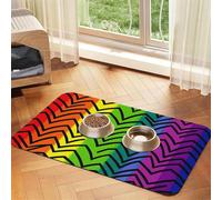 Gay Pride Tapis de nourriture pour chien arc-en-ciel 30,5 x 45,7 cm, antidérapant, super absorbant, passe au lave-vaisselle, pour la nourriture et l'eau, joli tapis d'alimentation en caoutchouc à