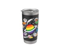 Gay Space Animals Rainbow Planet Astronautes Gobelet isotherme en acier inoxydable double paroi