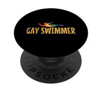 Gay Swimmer Pride Rainbow PopSockets PopGrip Adhésif