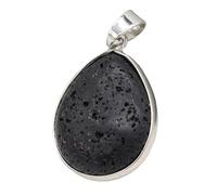 GAYEGF 1 pendentif en pierre de lave noire - Cœur ovale en forme de goutte - Breloques en roche volcanique naturelle pour fabrication de pendentifs et colliers, Pierre