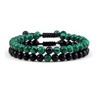 GAYEGF Lot de 2 bracelets pour homme avec mini perles de 6 mm en pierre naturelle, Pierre